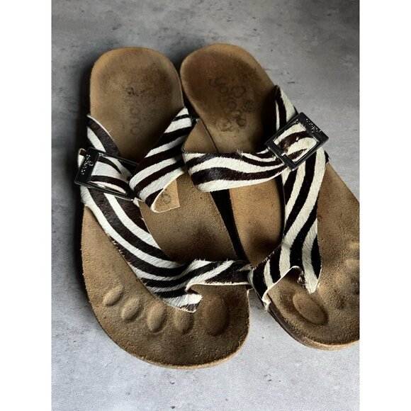 Yokono Calf Hair Animal Print Ibiza Zebra Sandals 7.5 - Picture 2 of 12